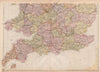 ENGLAND AND WALES SOUTH. Showing counties & railways. BLACKIE 1882 old map