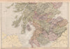 SCOTLAND SOUTH. Showing counties & railways. BLACKIE 1882 old antique map