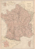 FRANCE. Departements. Railways. Inset in Provinces. BLACKIE 1882 old map