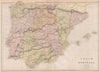 IBERIA. Spain Portugal Provinces.Scale in Spanish & Portuguese leagues 1882 map
