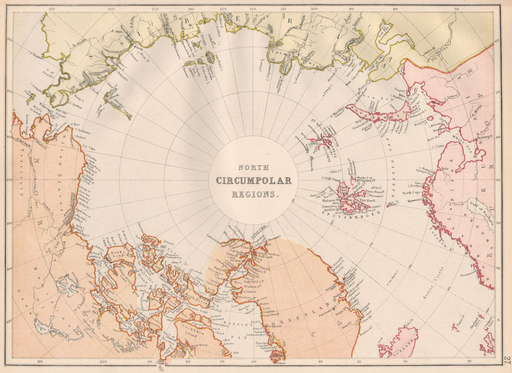 ARCTIC. "North Circumpolar Regions". Incomplete coastlines. Exploration 1882 map