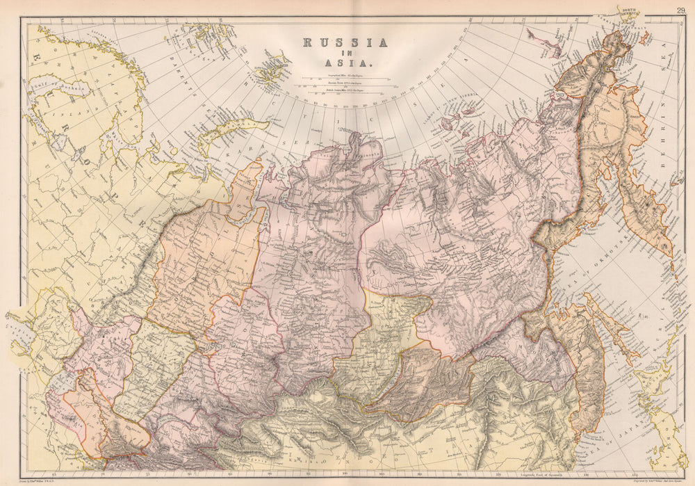 RUSSIA IN ASIA. Siberia. Scale in Versts. Central Asia. BLACKIE 1882 old map
