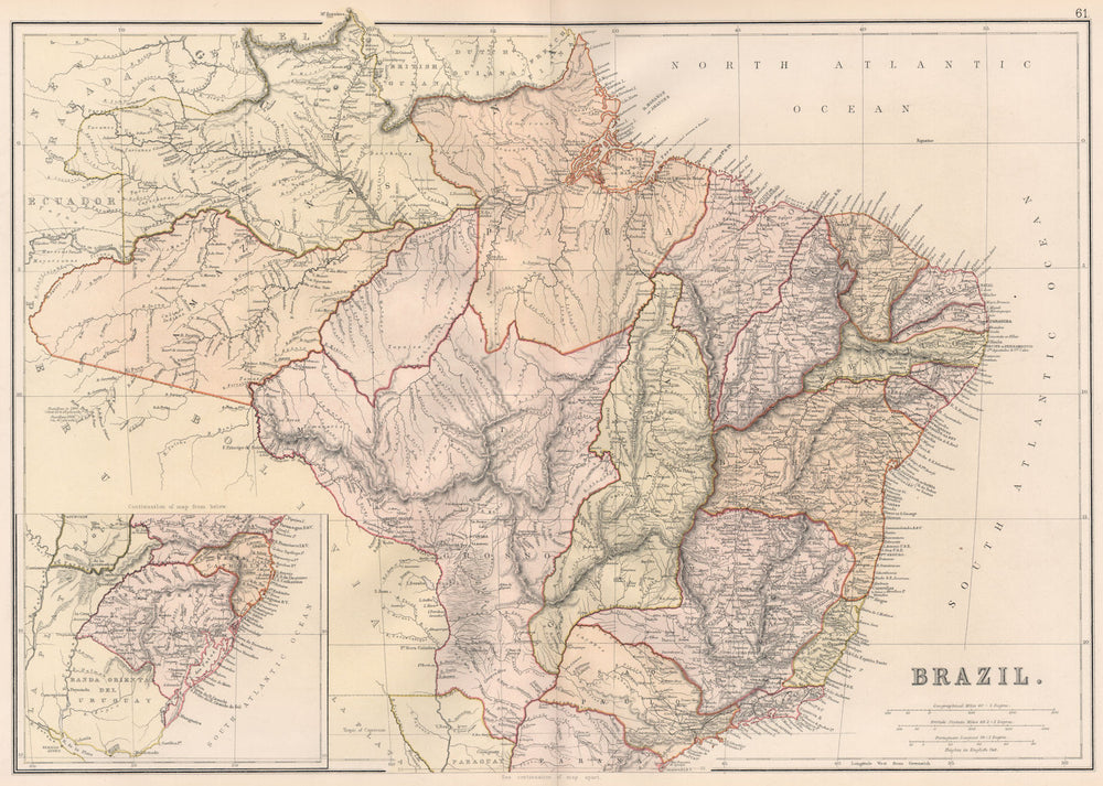 BRAZIL. showing states & railways. Scale in Portuguese Leagues. BLACKIE 1882 map