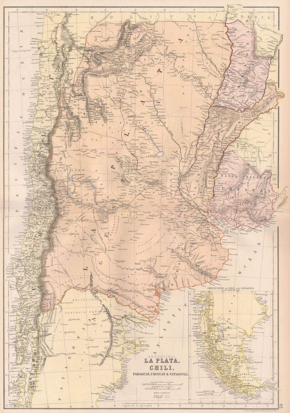 LA PLATA. Banda Oriental del Uruguay. Paraguay w/o Gran Chaco.Argentina 1882 map