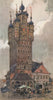 BERGUES. The Belfry. Nord 1916 old antique vintage print picture