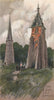 BERGUES. The Towers of St. Winoc. Nord 1916 old antique vintage print picture