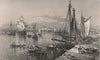 BOSTON. View of the city from South Boston. Massachusetts 1874 old print