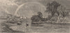 UTICA. The Mohawk river. Cattle. Rainbow. New York State 1874 old print