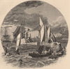 NEW YORK CITY. New-York Bay. Paddle steamer. Sailing ships.  1874 old print