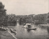 Boston Public Garden and Lake, Boston, Massachusetts 1895 old antique print