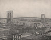 Brooklyn Bridge, New York City 1895 old antique vintage print picture