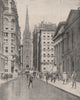 Wall Street, New York City 1895 old antique vintage print picture