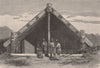 Carved House in KING COUNTRY. New Zealand 1888 old antique print picture