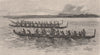 Maori Canoe Race. New Zealand 1888 old antique vintage print picture
