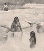 Maori girls bathing. New Zealand 1888 old antique vintage print picture