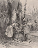 Hop-Picking near NELSON. New Zealand 1888 old antique vintage print picture