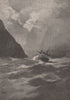Entrance to MILFORD SOUND. New Zealand 1888 old antique vintage print picture