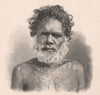 Male Aboriginal. Australia 1888 old antique vintage print picture