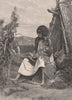 Black gin and child. Australia 1888 old antique vintage print picture