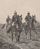 Mounted Police and black tracker. Australia 1888 old antique print picture