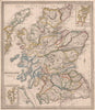 SCOTLAND showing counties & railways. Original outline colour. JOHNSON 1850 map