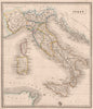 ITALY pre-unification. Kingdom of Sardinia. Papal States &c. JOHNSON 1850 map