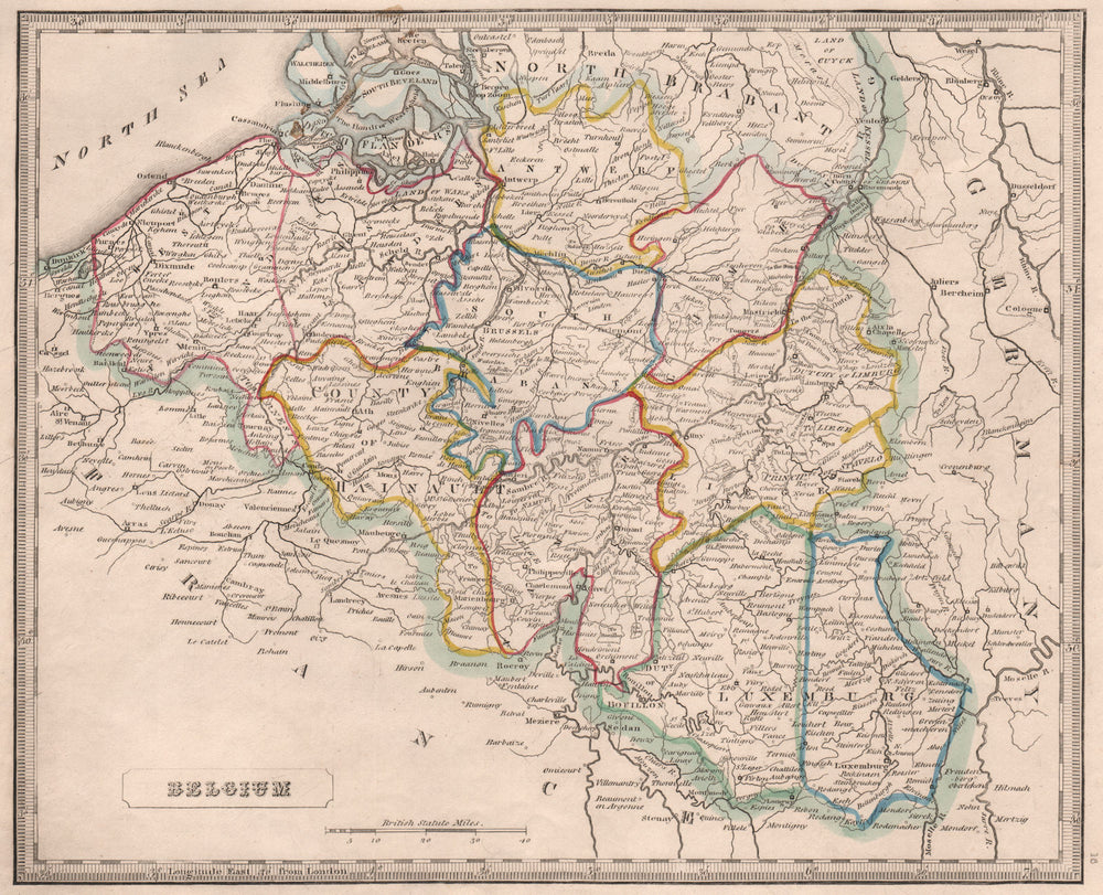 BELGIUM/Luxemburg. County of Hainault.Principality of Stavelo. JOHNSON 1850 map