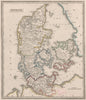 DENMARK inc Holstein. Provinces. Original outline colour. JOHNSON 1850 old map
