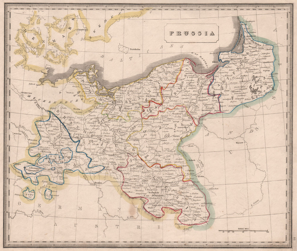 PRUSSIA. Provinces. Pomerania Saxony Silesia Brandenburg. JOHNSON 1850 old map