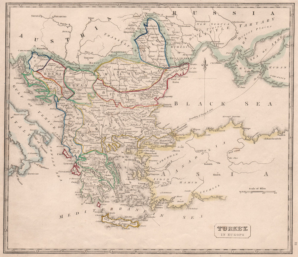 TURKEY IN EUROPE. Balkans. British Ionian Islands. Romelia &c. JOHNSON 1850 map