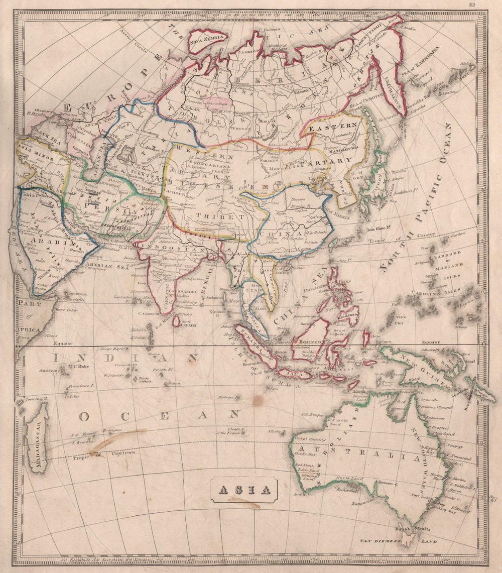 ASIA. Anam Tartary Arabia Persia Hindoostan Siam Niphon China. JOHNSON 1850 map