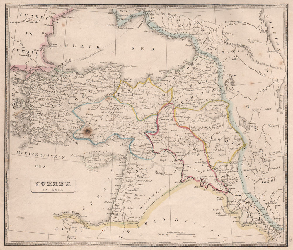 TURKEY IN ASIA Karaman Roum Algezira Kurdistan Anadolia Syria. JOHNSON 1850 map