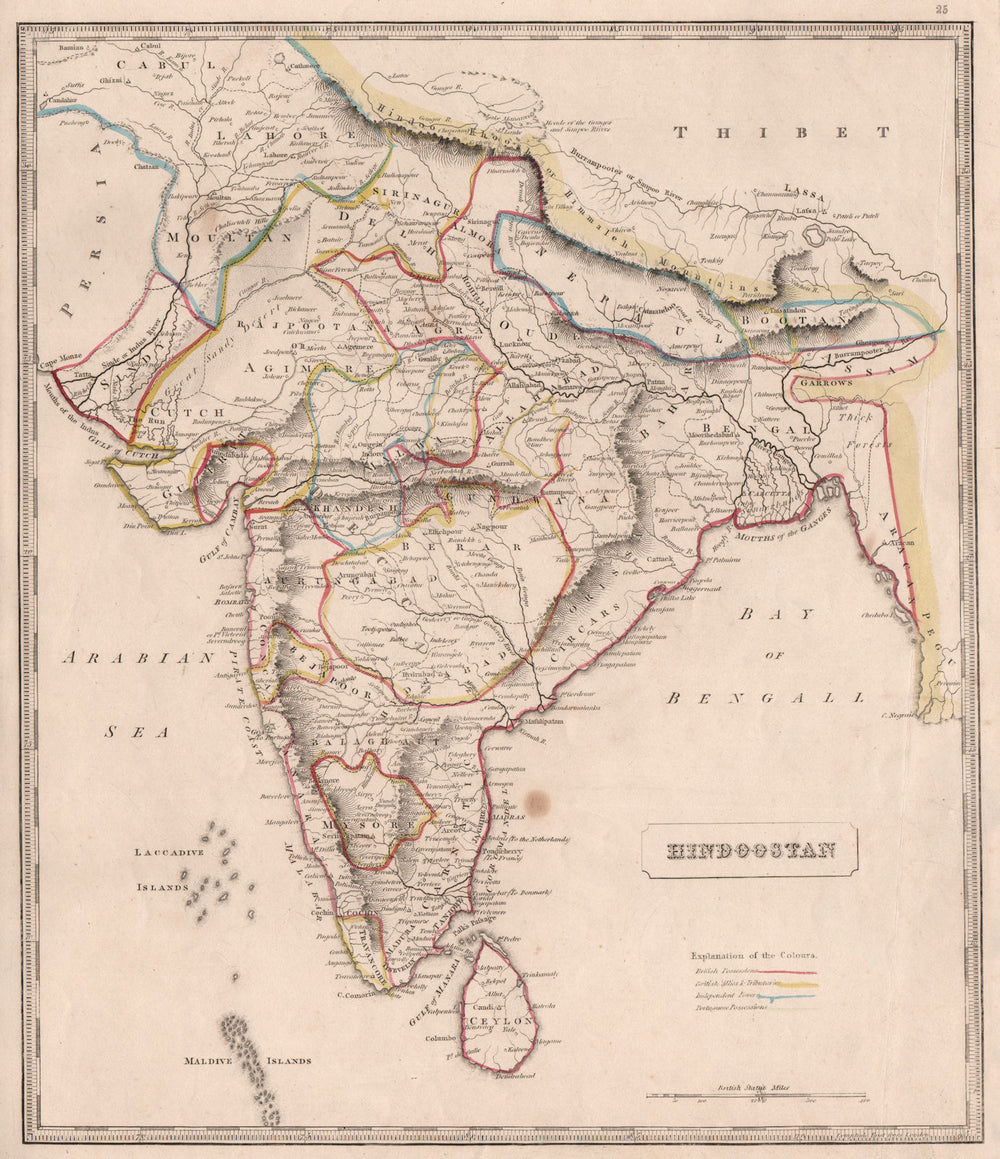 HINDOOSTAN. British India. possessions/allies. Independent. JOHNSON 1850 map