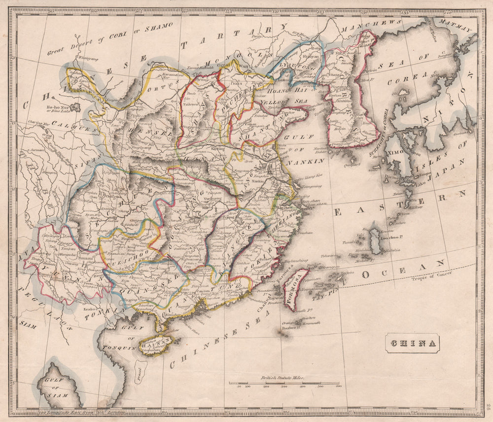 CHINA provinces. Corea/Korea. Formosa/Taiwan. Original colour. JOHNSON 1850 map