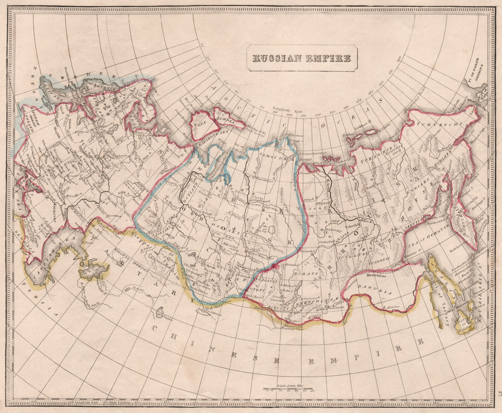 RUSSIAN EMPIRE. In Europe. Siberia. Tobolsk. Irkoutsk. OOC. JOHNSON 1850 map