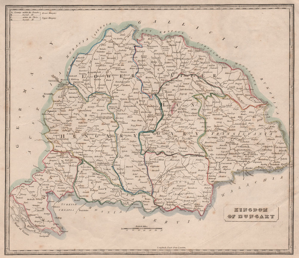 KINGDOM OF HUNGARY. Provinces. Croatia Bannat Transilvania. JOHNSON 1850 map