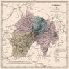 CANTAL department showing resources & minerals. LE VASSEUR 1876 old map