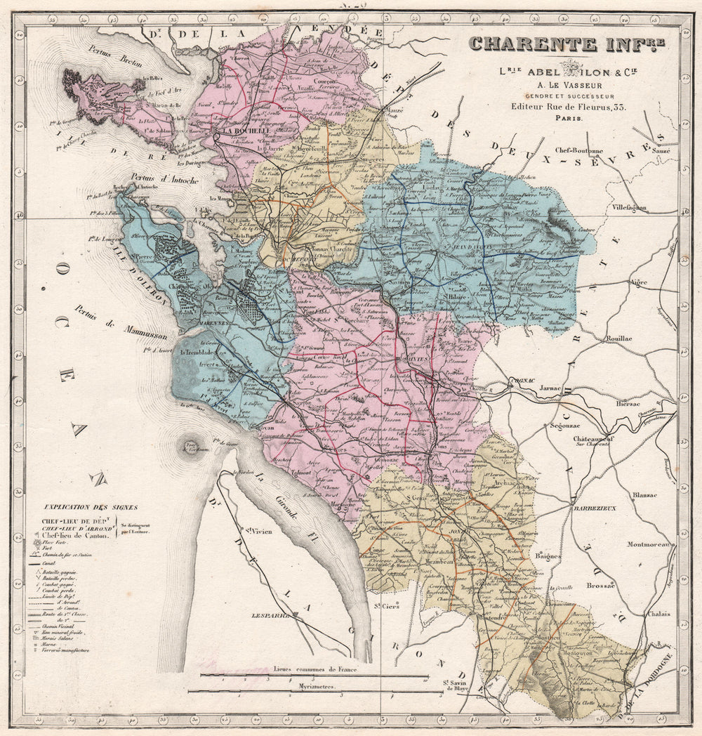 CHARENTE-INFERIEURE/-Maritime department. Battles Resources. LE VASSEUR 1876 map