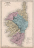 CORSE Corsica department showing resources & minerals. LE VASSEUR 1876 old map