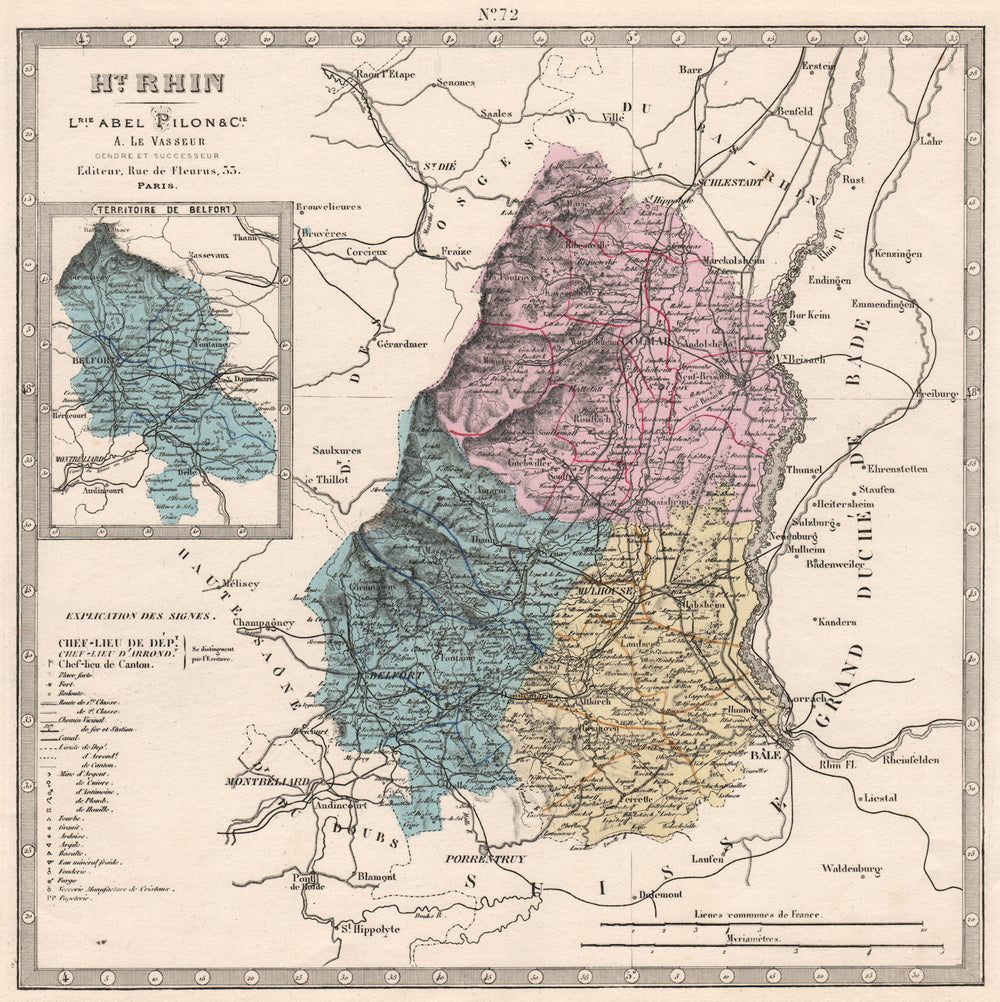 HAUT-RHIN & TERRITOIRE DE BELFORT departments. Resources. LE VASSEUR 1876 map