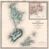 ILES ST. PIERRE & MIQUELON. Saint Pierre. Relief & towns. LE VASSEUR 1876 map