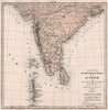 ÉTABLISSEMENTS FRANÇAIS DANS L'INDE. Karikal Mahe Pondichery Calicut 1876 map