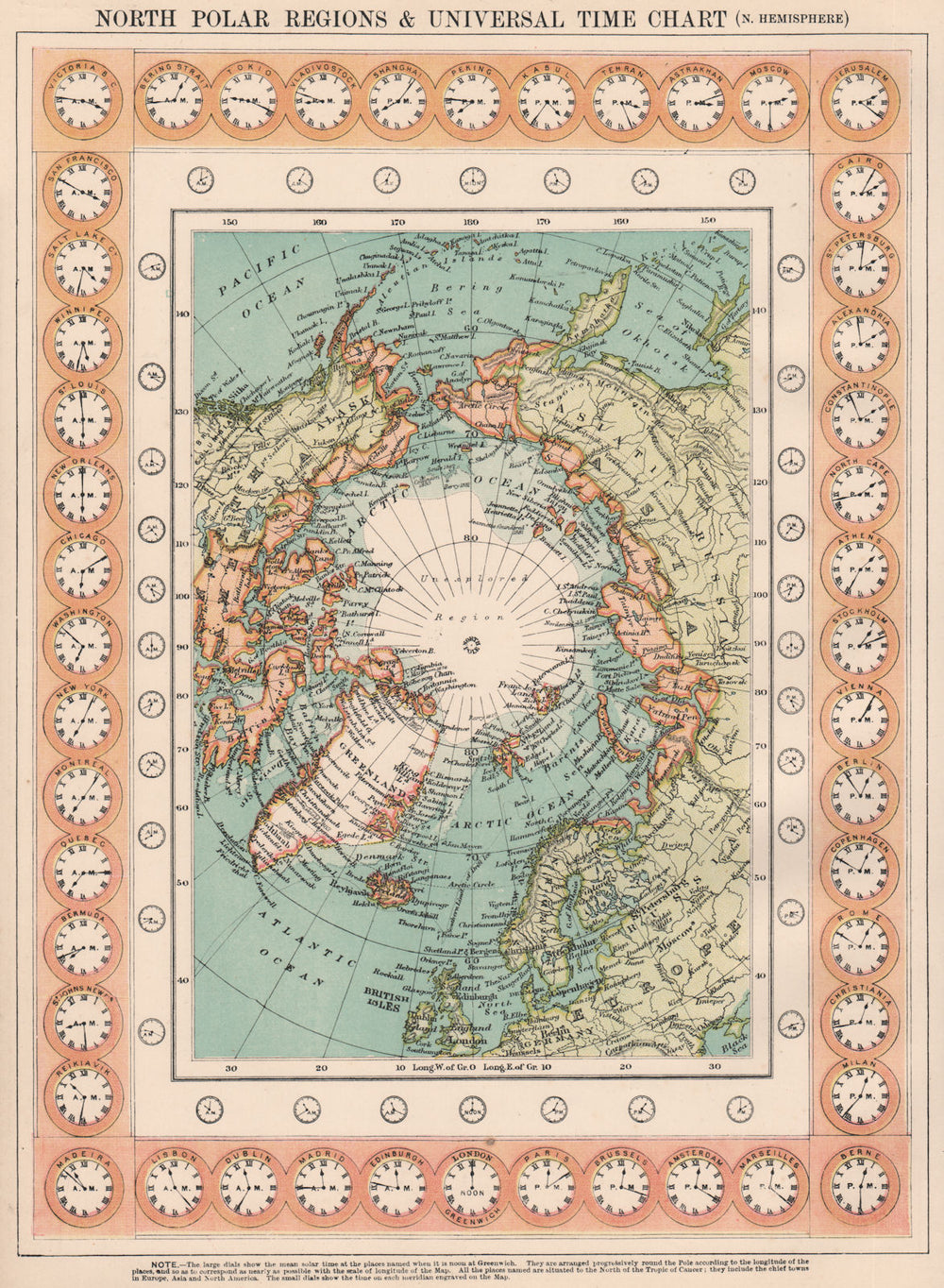 ARCTIC. North polar region explorers/dates. Universal Time Chart. BACON 1903 map