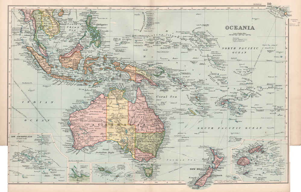 OCEANIA. Australia New Zealand Polynesia Fiji East Indies.BACON 1903 old map