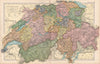 SWITZERLAND BATTLES.Shows battlefields & dates.Cantons glaciers.BACON 1903 map
