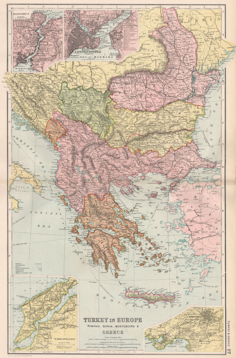 TURKEY IN EUROPE. Bosphorus Constantinople Dardanelles Cretan State 1903 map