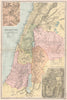 PALESTINE Holy Land. Biblical names. Battles/dates.Jerusalem plan.BACON 1903 map