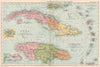 WEST INDIES. Cuba Jamaica Lesser Antilles. Inset Havana Kingston. BACON 1903 map