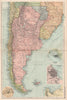 S AMERICA. Chile Argentina Montevideo Buenos Aires Valparaiso Santiago 1903 map
