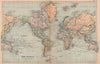 WORLD ON MERCATOR'S PROJECTION. Showing shipping routes. BACON 1901 old map